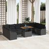 vidaXL Garten-Sofa-Set mit Kissen 11 pcs Schwarz