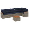 vidaXL 7-teiliges Gartensofa-Set mit Kissen, grau, Polyrattan