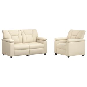 vidaXL Sofa-Set 2 pcs Creme Kunstleder