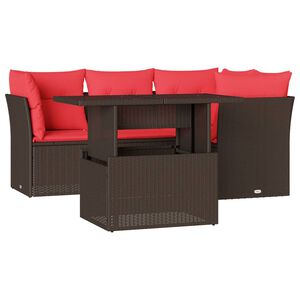 vidaXL 5-teiliges Gartensofa-Set mit Kissen, braun, Polyrattan