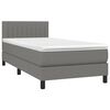 vidaXL Boxspringbett mit Matratze & LED Dunkelgrau 80x200 cm Stoff