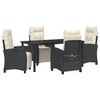 vidaXL Garten Essgruppe mit Kissen 5 pcs Schwarz Poly-Rattan