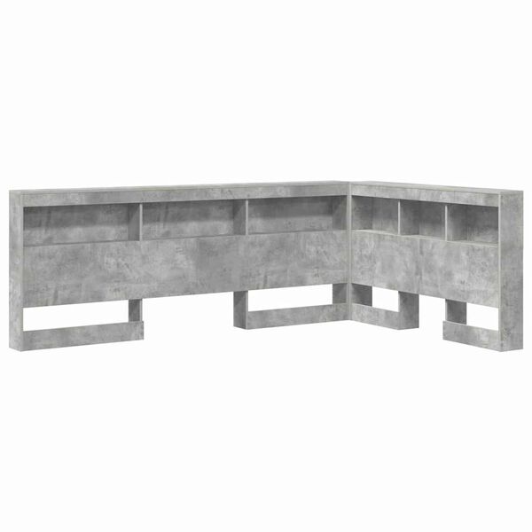 vidaXL Aufbewahrungskopfteil mit Regal Beton Grau 120 cm Holzwerkstoff