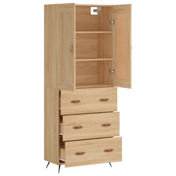 vidaXL Highboard Sonoma-Eiche 69,5x34x180 cm Holzwerkstoff