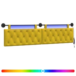 vidaXL H&auml;ngendes Kopfteil Mit LED Licht Gelb Samt