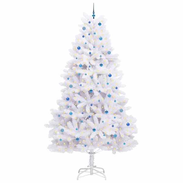 vidaXL K&uuml;nstlicher klappbarer Weihnachtsbaum Wei&szlig; 300 cm PVC und Stahl