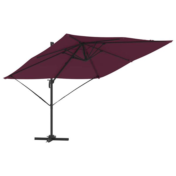 vidaXL Roma Parasol Rot 286 x 285 x 265 cm Polyester und Aluminium