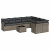 vidaXL 10-tlg. Garten-Sofagarnitur mit Kissen Grau Poly Rattan