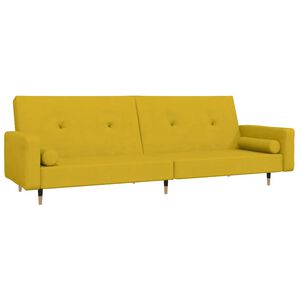 vidaXL Schlafsofa 2-Sitzer mit 2 Kissen Gelb Samt