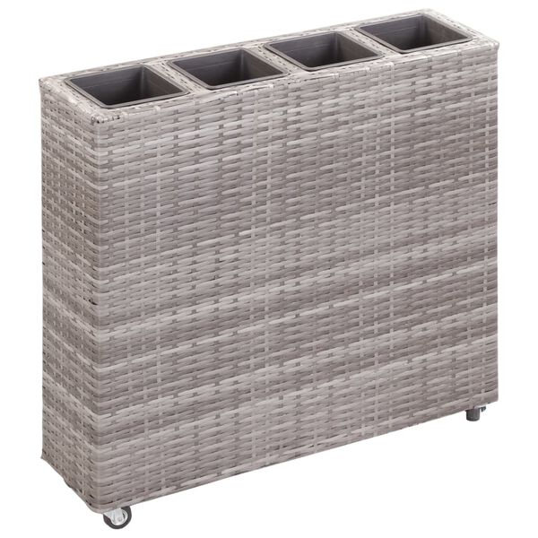 vidaXL Garten-Hochbeet mit 4 T&ouml;pfen 80x22x79 cm Poly Rattan Grau