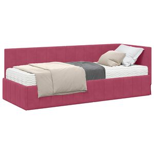 vidaXL Eckbettgestell mit Matratze 2 stk. Weinrot 80 x 200 cm Samt