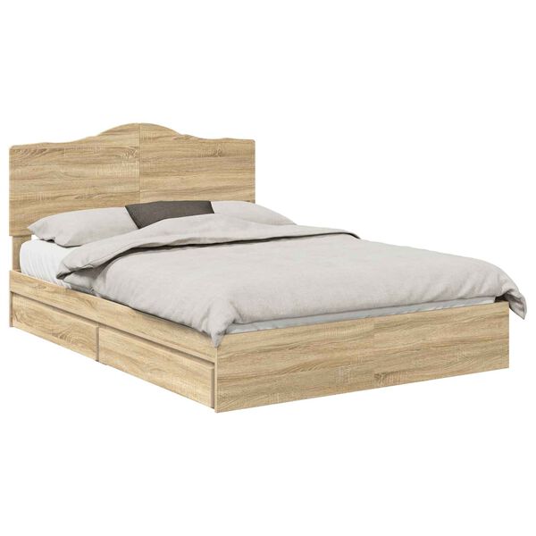 vidaXL Aufbewahrungsbett Sonoma-Eiche 140 x 190 cm Holzwerkstoff