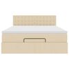 vidaXL Ottoman-Bett mit Matratze Creme 140x190 cm Stoff
