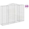 vidaXL Gabionen mit Hochbogen 9 Stk. 300x50x200/220cm Verzinktes Eisen