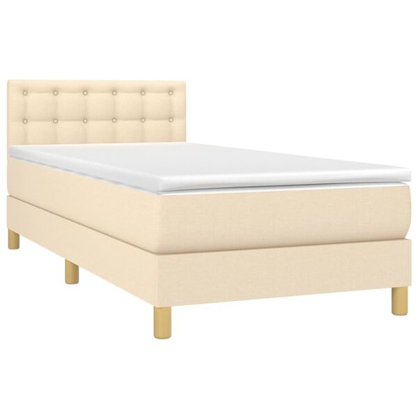 vidaXL Boxspringbett mit Matratze Creme 80x200 cm Stoff
