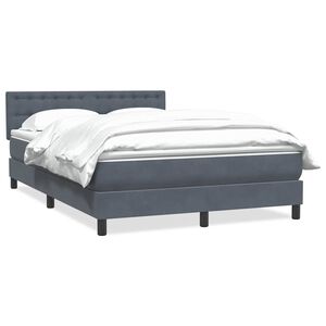 vidaXL Boxspringbett mit Matratze Dunkelgrau 140x220 cm Samt