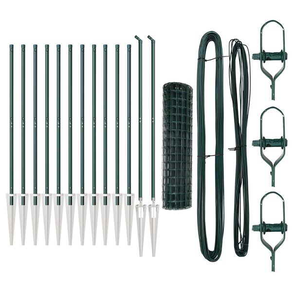 vidaXL Zaun mit Pfosten Gr&uuml;n 1 x 25 m Stahl