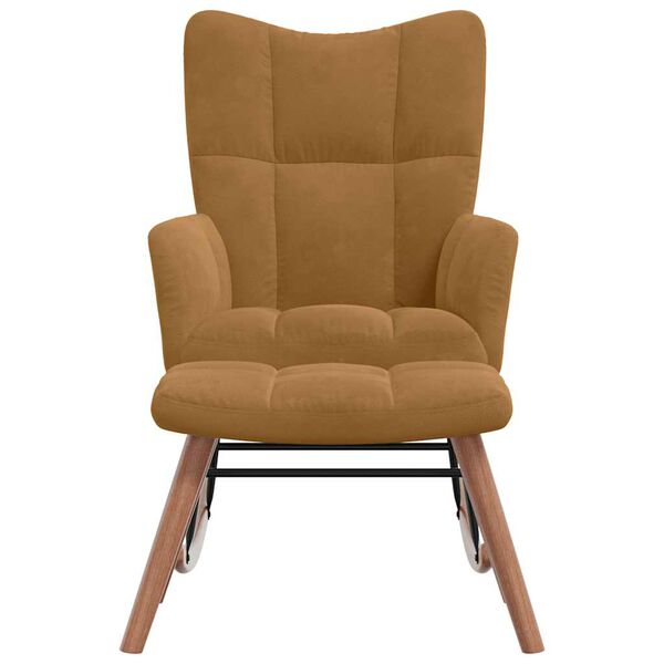 vidaXL Schaukelstuhl mit Hocker Brauner Samt