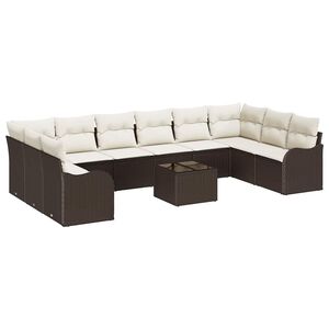 vidaXL Gartensofa-set mit Speicher 11 pcs Braun und Wei&szlig; Poly-Rattan