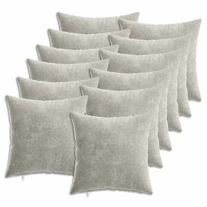 vidaXL Kissenbezug 12 pcs HEERLEN Hellgrau 40 x 40 cm Chenille-Stoff
