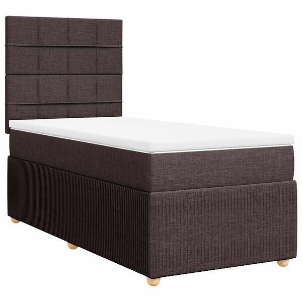 vidaXL Boxspringbett mit Matratze Dunkelbraun 90x190 cm Stoff