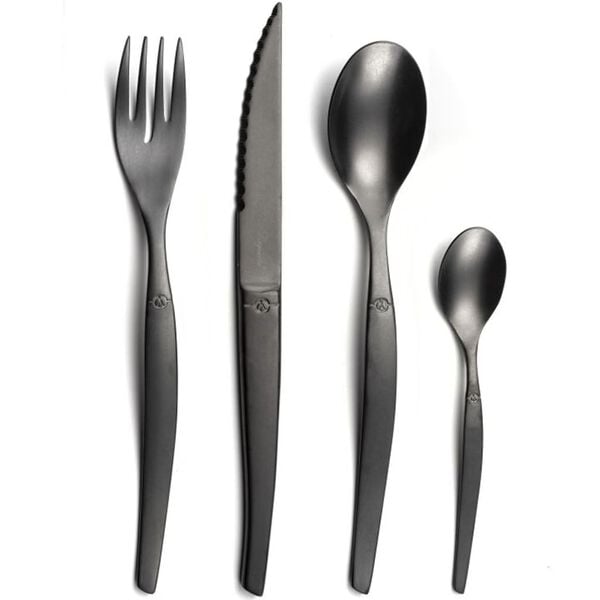 Lou Laguiole 16-tlg. Besteck-Set Jet Stonewash Schwarz