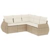 vidaXL 5-tlg. Garten-Sofagarnitur mit Kissen Beige Poly Rattan