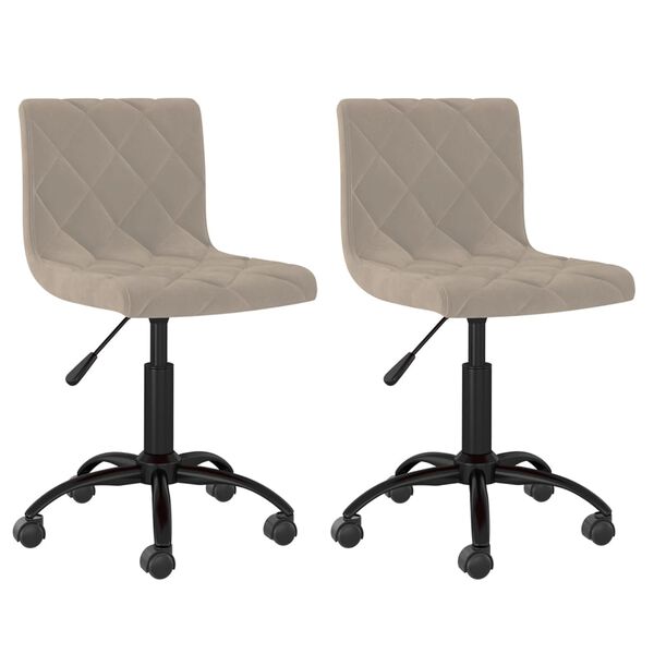 vidaXL Esszimmerst&uuml;hle 2 Stk. Drehbar Hellgrau Samt