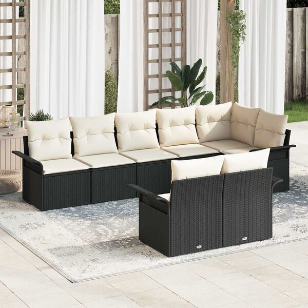 vidaXL Gartensofa-set mit Speicher 8 pcs Schwarz Poly-Rattan