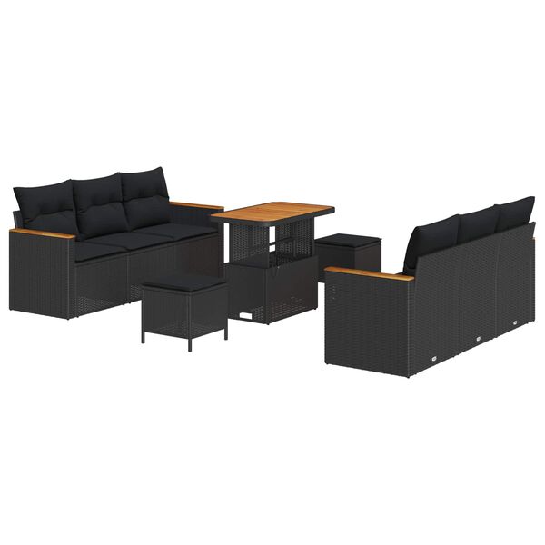 vidaXL Gartensofa-set 9 pcs Schwarz Poly-Rattan