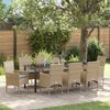 vidaXL Garten Essgruppe mit Kissen 9 pcs Beige Poly-Rattan
