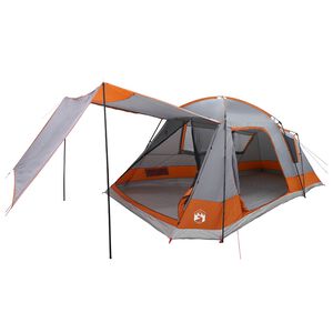 vidaXL H&uuml;tten-Zelt Grau und Orange 12-Personen Polyester und Stahl