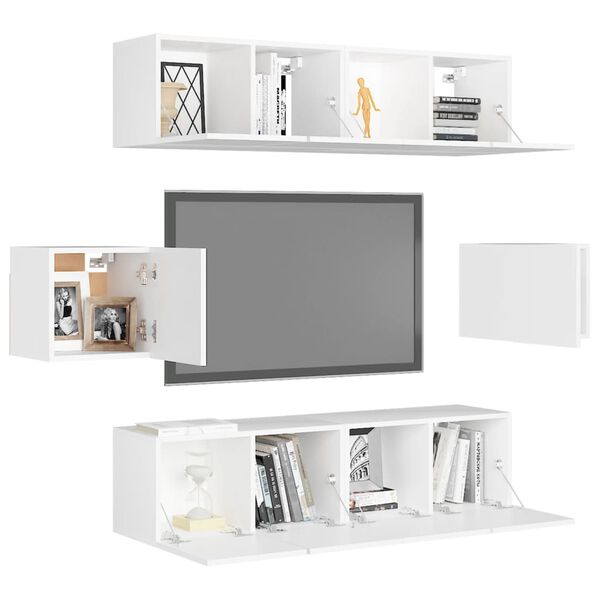 vidaXL 6-tlg. TV-Schrank-Set Wei&szlig; Holzwerkstoff