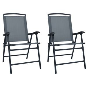 vidaXL Klappst&uuml;hle, 2 St&uuml;ck, Textilene Grau