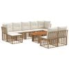 vidaXL Gartensofa-set 10 stk. Nat&uuml;rlich und Cremwei&szlig; Poly-Rattan