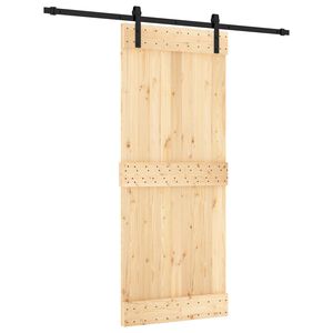 vidaXL Schiebet&uuml;r Nat&uuml;rlich und Schwarz 85 x 210 cm Massivkiefer