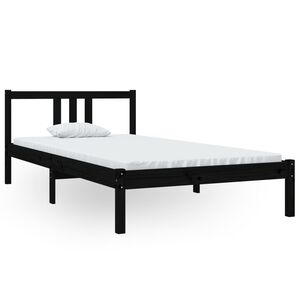 vidaXL Massivholzbett Schwarz 100x200 cm