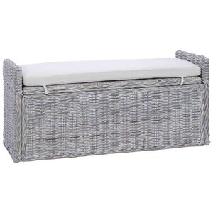vidaXL Sitzbank mit Stauraum Wei&szlig; gewaschen 110 x 40 x 50 cm Rattan
