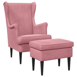 vidaXL Sessel mit Fu&szlig;hocker 2 stk. Rosa Samt