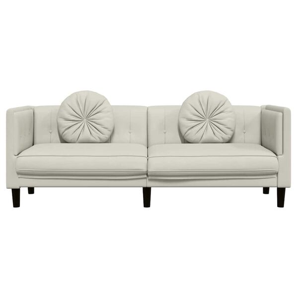 vidaXL Sofa mit Kissen 3-Sitzer Creme Samt