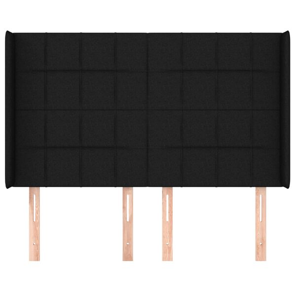 vidaXL Kopfteil mit Ohren Schwarz 147x16x118/128 cm Stoff