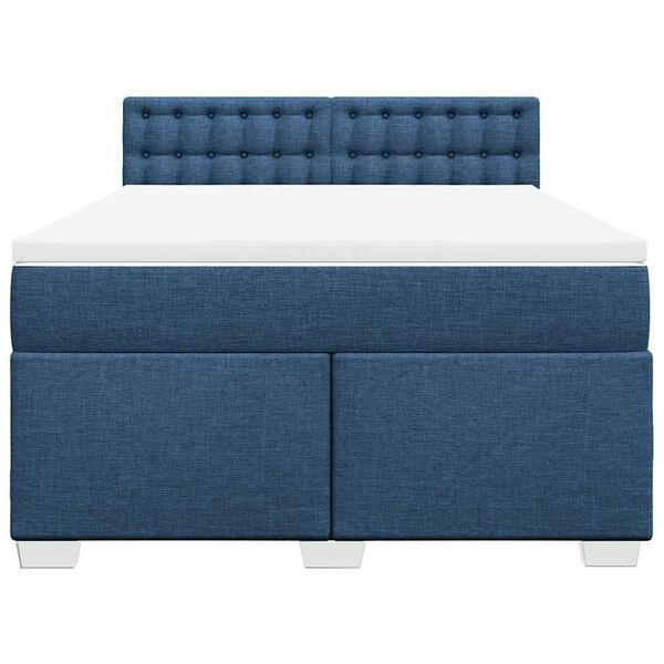 vidaXL Boxspringbett mit Matratze Blau 140x190 cm Stoff