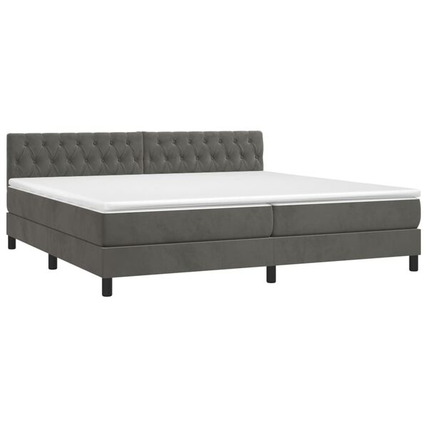 vidaXL Boxspringbett mit Matratze & LED Dunkelgrau 200x200 cm Samt