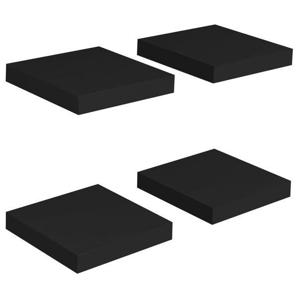 vidaXL Schwebende Wandregale 4 Stk. Schwarz 23x23,5x3,8cm MDF