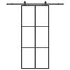 vidaXL Schiebet&uuml;r mit Beschlag Schwarz 90x205 cm ESG-Glas