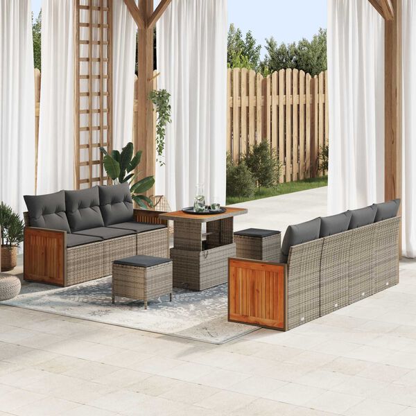 vidaXL Gartensofa-set mit Kissen 10 pcs Grau