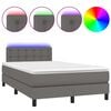 vidaXL Boxspringbett mit Matratze & LED Grau 120x190 cm Kunstleder