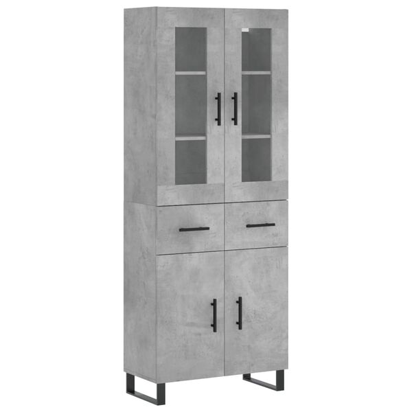 vidaXL Highboard Betongrau 69,5x34x180 cm Holzwerkstoff