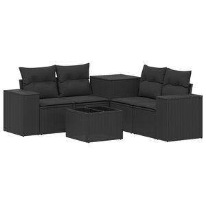vidaXL Sofa Set 6 stk. Schwarz Polyrattan und Stahl