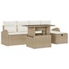 vidaXL Garten-Sofa-Set mit Kissen mit Speicher 6 pcs Beige Poly Rattan